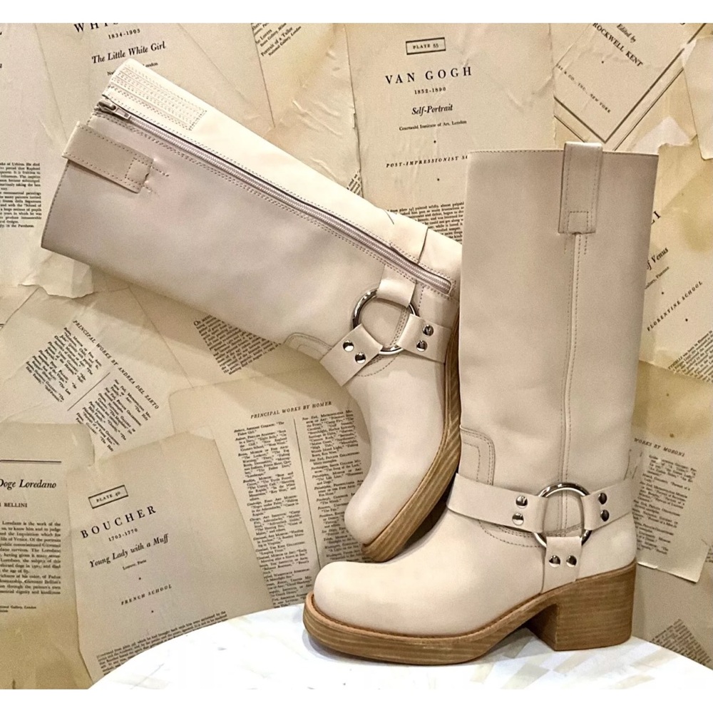 Free People Jeffrey Campbell Kira Reflection Boot Harness Ivory Nubuck Leather - Picture 6 of 10